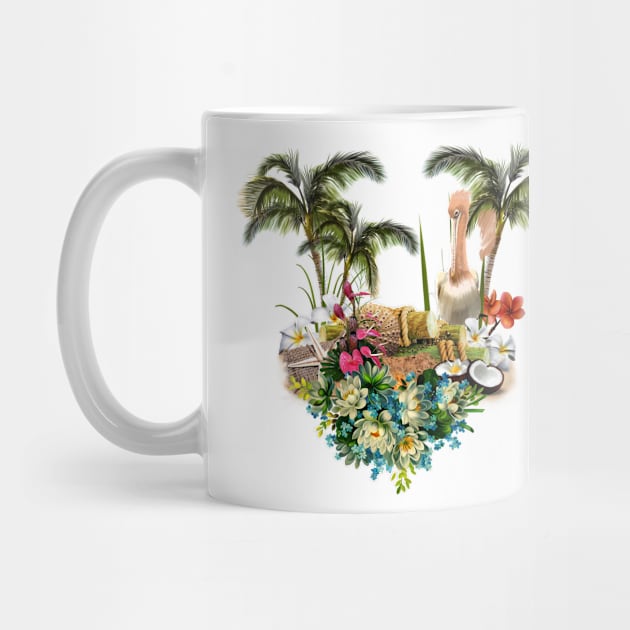 Wonderful pelican with flowers, tropical design by Nicky2342